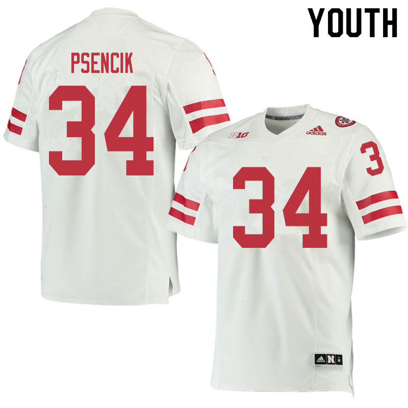 Youth #34 Beau Psencik Nebraska Cornhuskers College Football Jerseys Sale-White